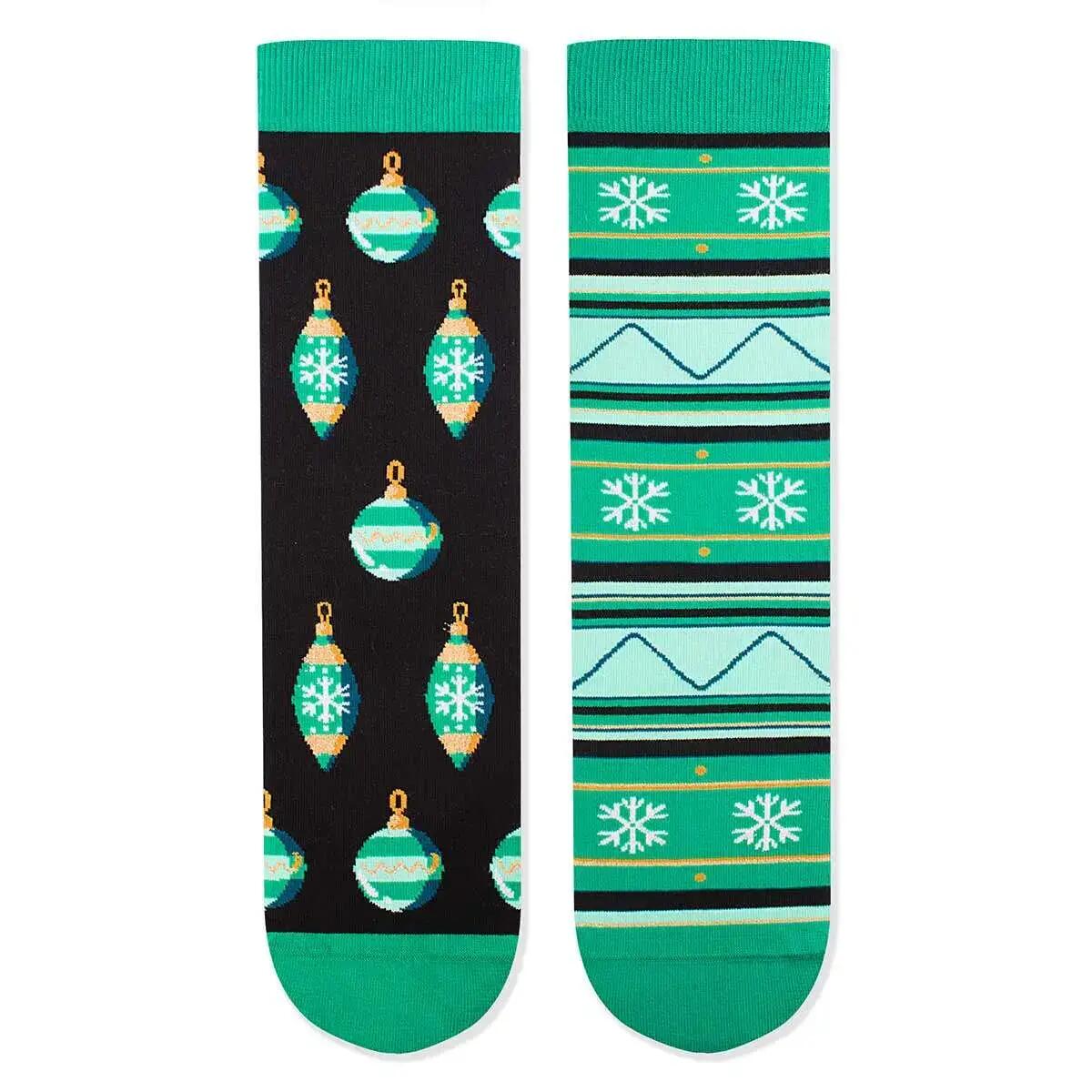 Sosete bumbac de craciun Arty Socks Globuri Negru Menta 1/4