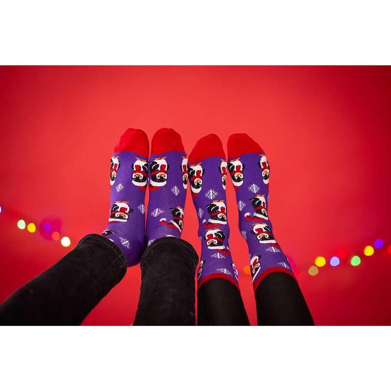 Sosete bumbac de craciun Colour Cotton Pinguin Fericit Violet