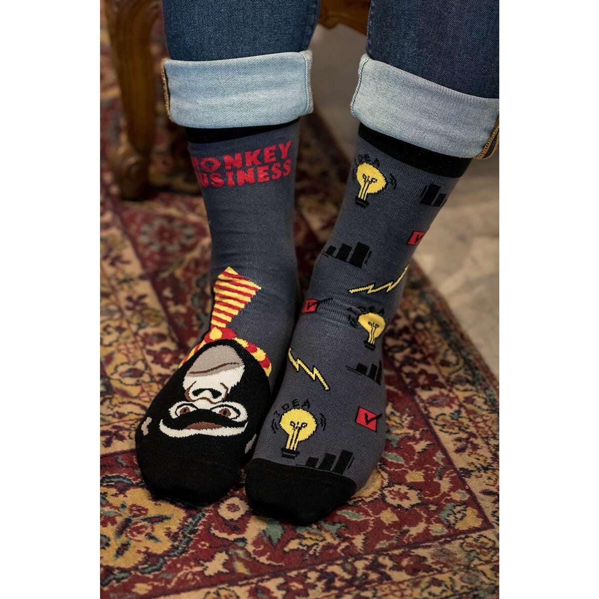 Sosete bumbac Arty Socks Maimuta Afacerista Antracit