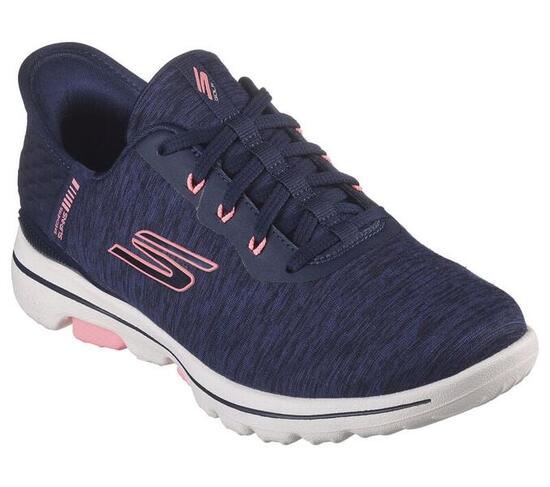 Skechers GO GOLF Walk 5 Slip Ins Zapato de Golf Mujer, Navy/Rosa