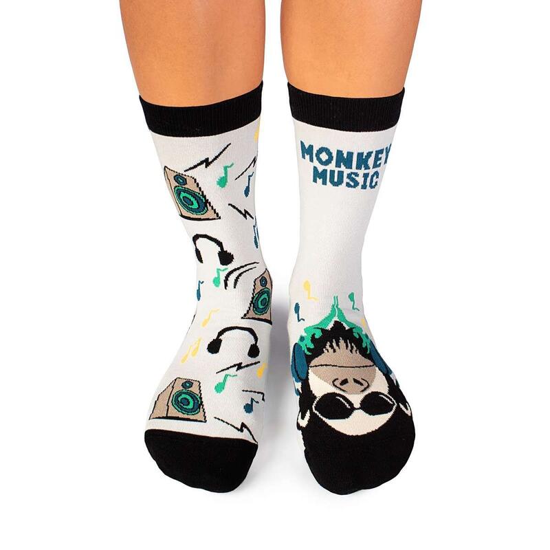 Sosete bumbac Arty Socks Maimuta DJ Albastru pal