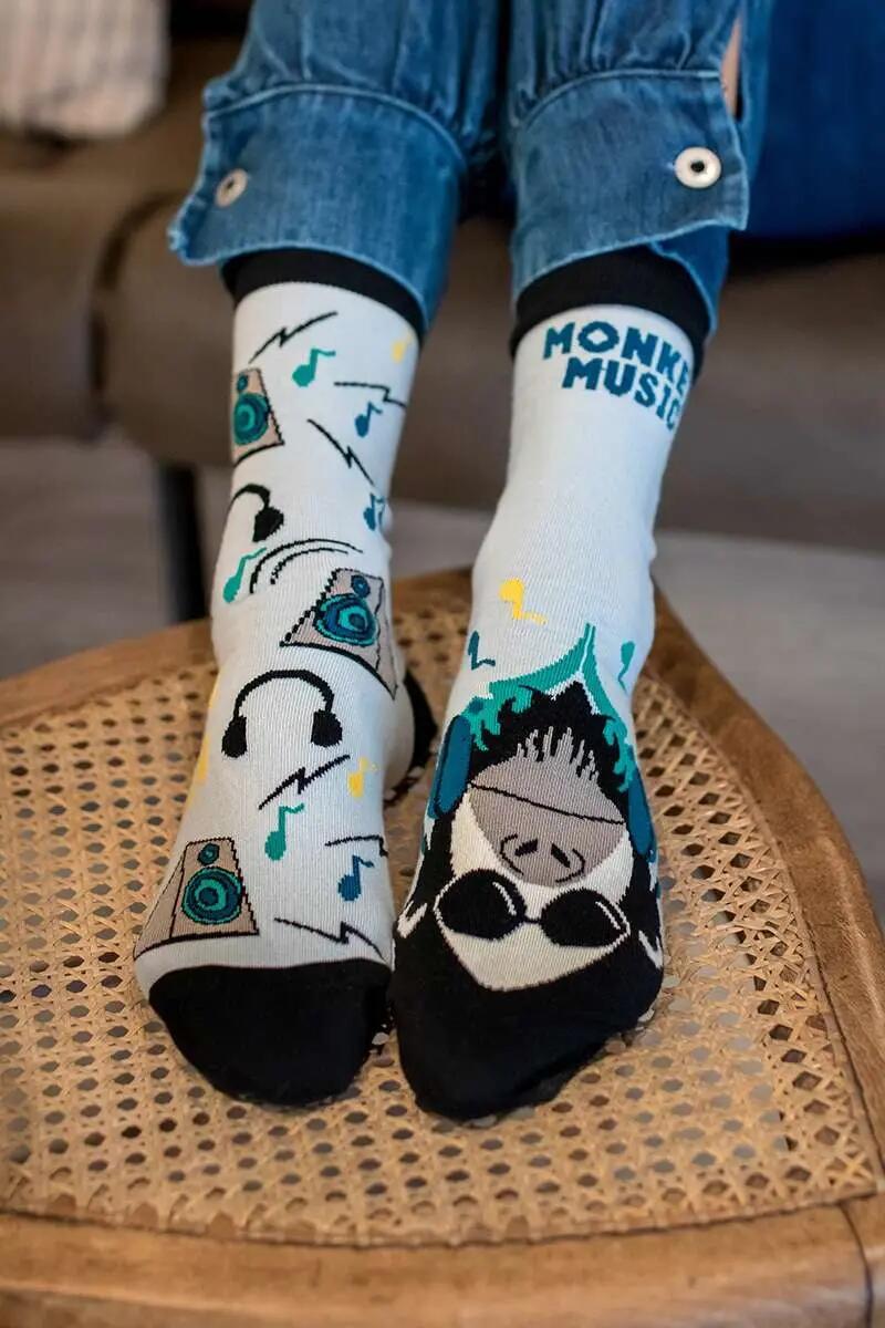 Sosete bumbac Arty Socks Maimuta DJ Albastru pal 5/6