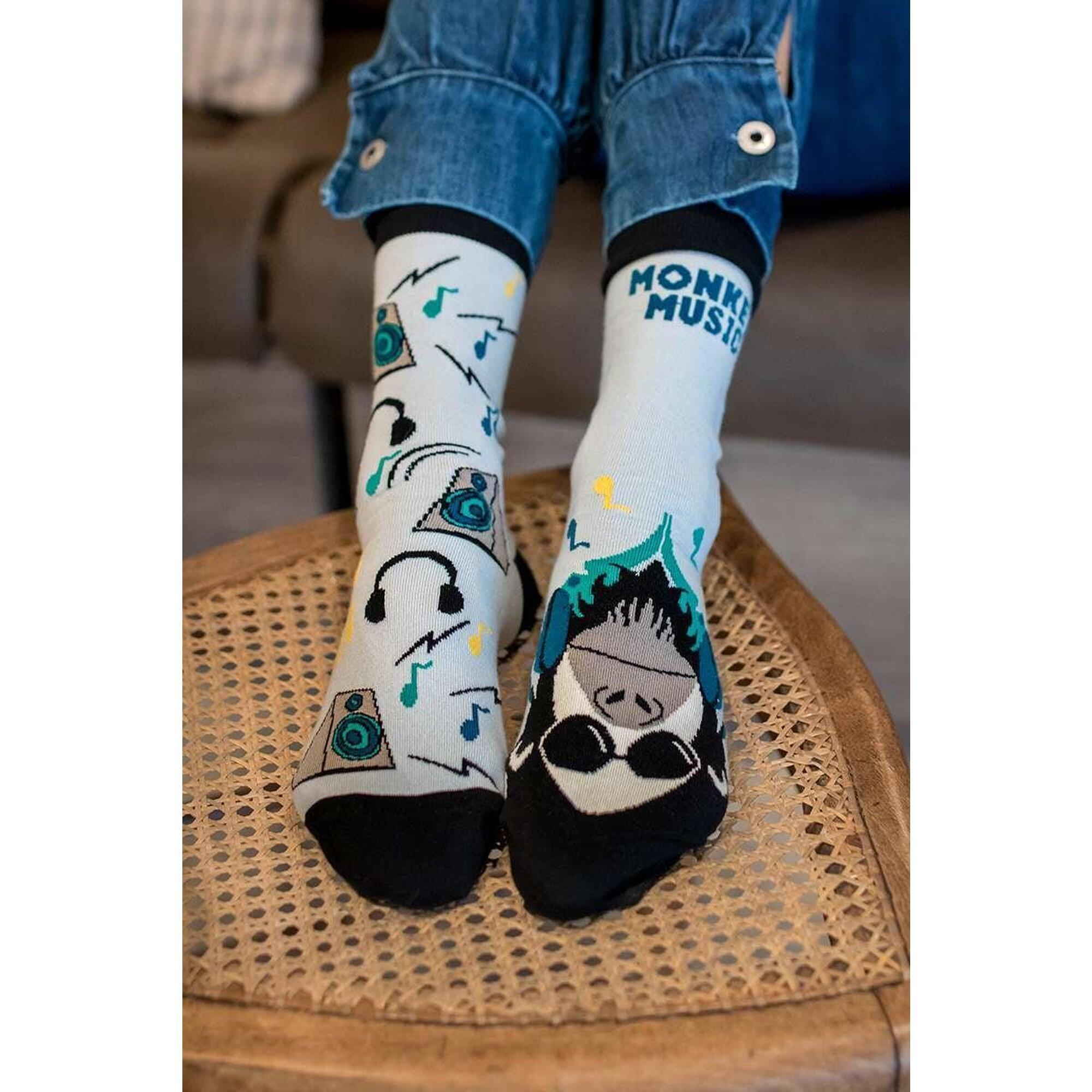 Sosete bumbac Arty Socks Maimuta DJ Albastru pal