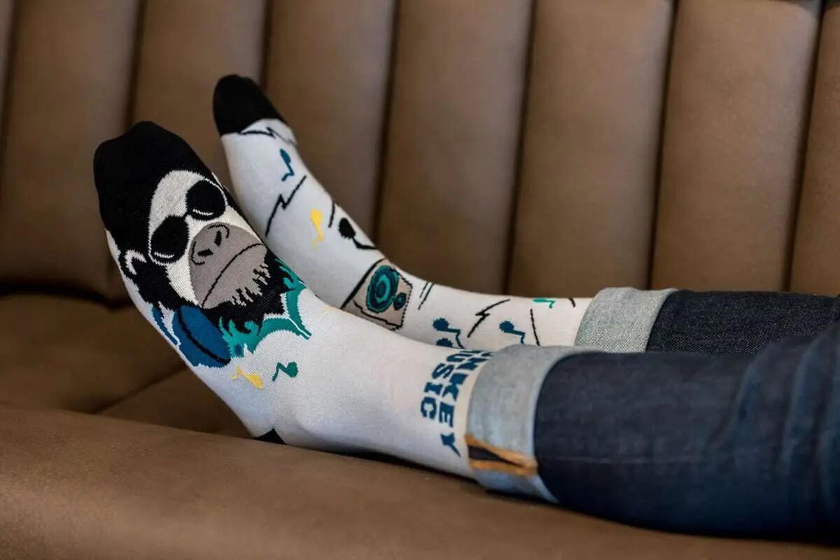 Sosete bumbac Arty Socks Maimuta DJ Albastru pal 6/6
