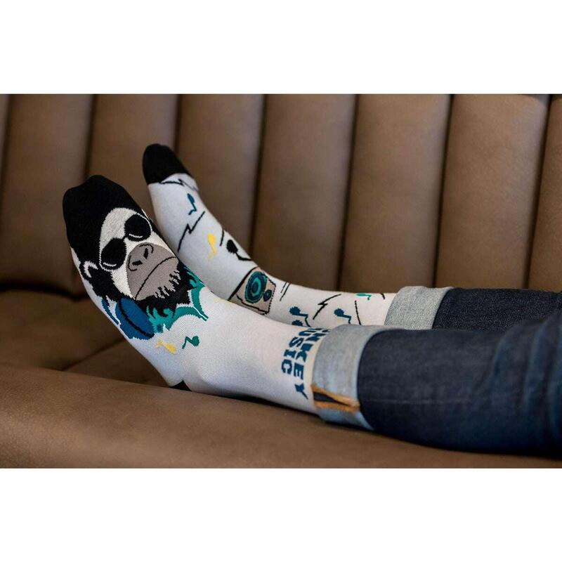 Sosete bumbac Arty Socks Maimuta DJ Albastru pal