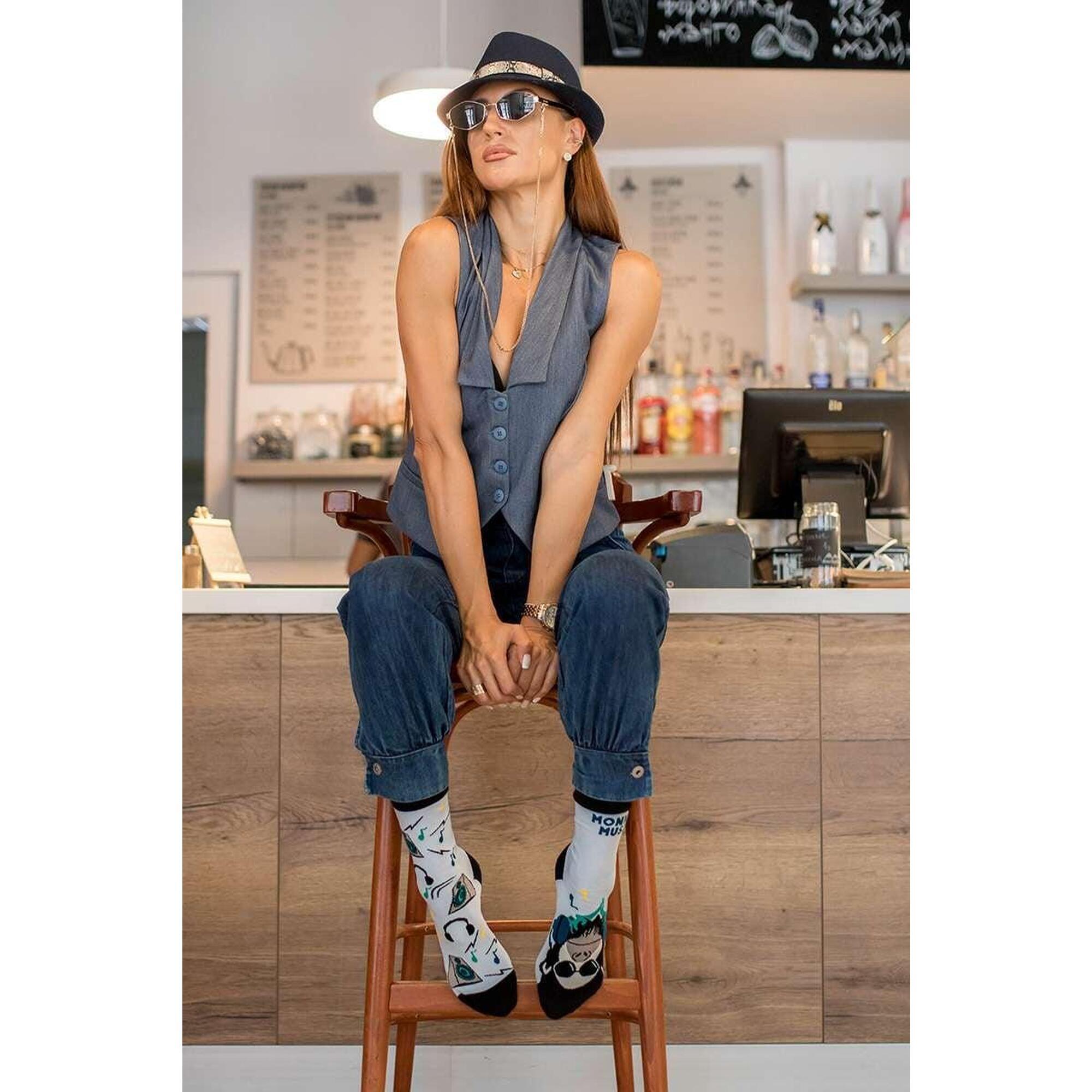 Sosete bumbac Arty Socks Maimuta DJ Albastru pal