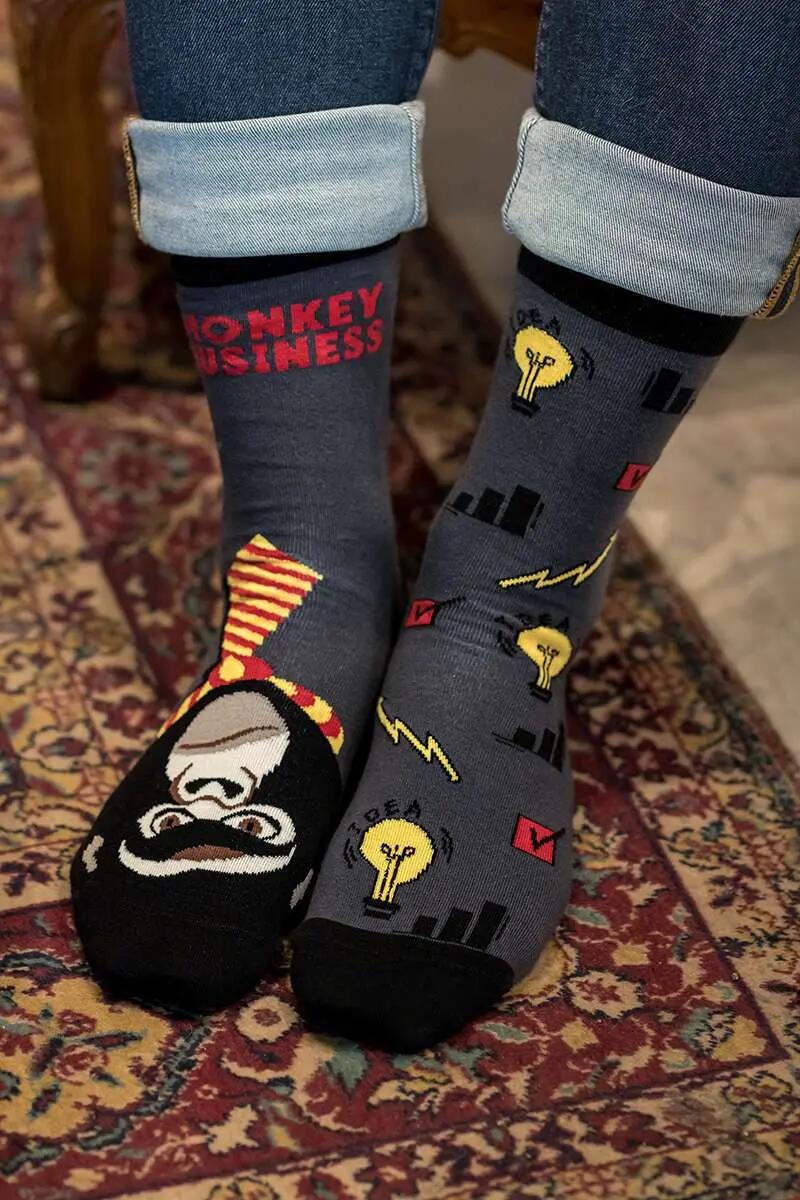 Sosete bumbac Arty Socks Maimuta Afacerista Antracit 5/6