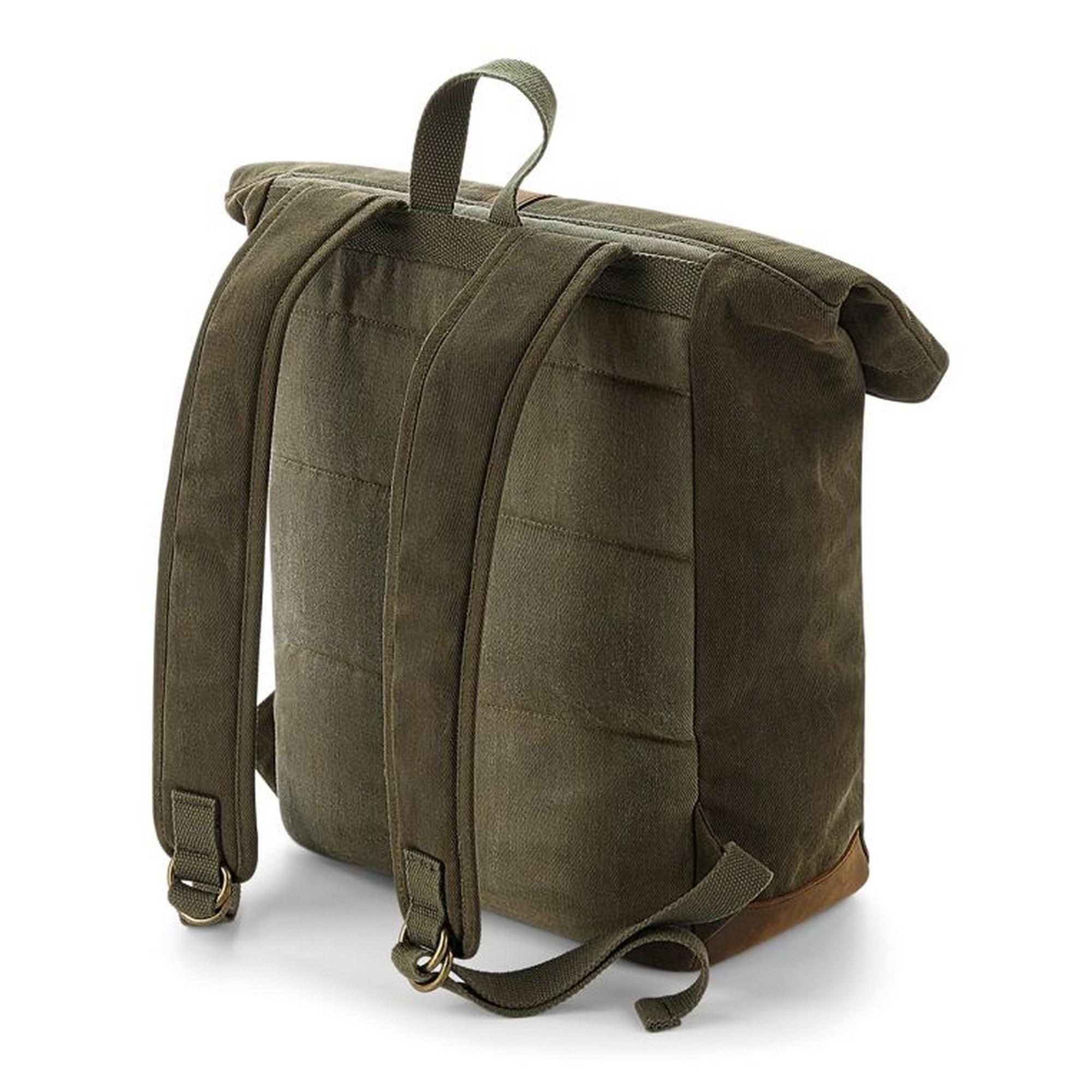 Mochila Heritage com pormenores em pele (Verde Azeitona) 2/2
