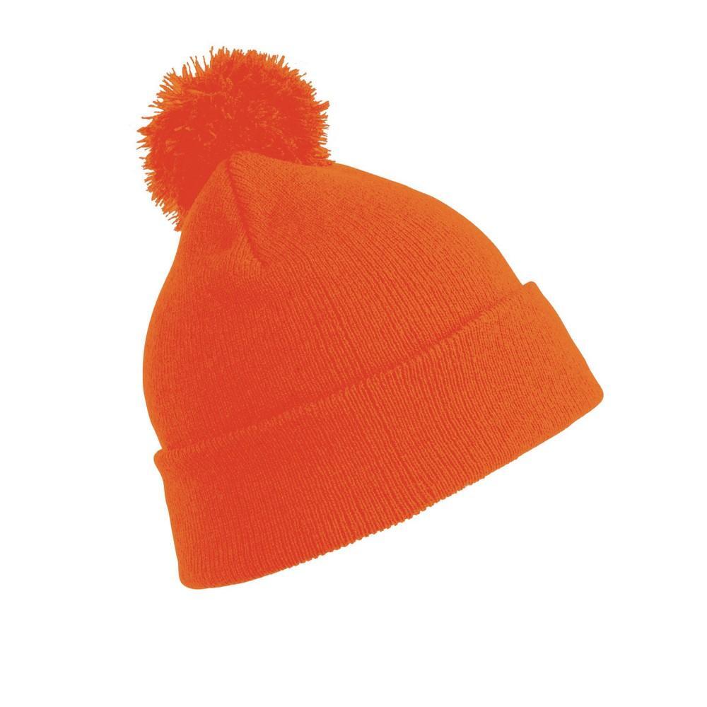 Womens/Ladies Winter Essentials Pom Pom Beanie (bonnet À Pompon) (Orange) 2/3