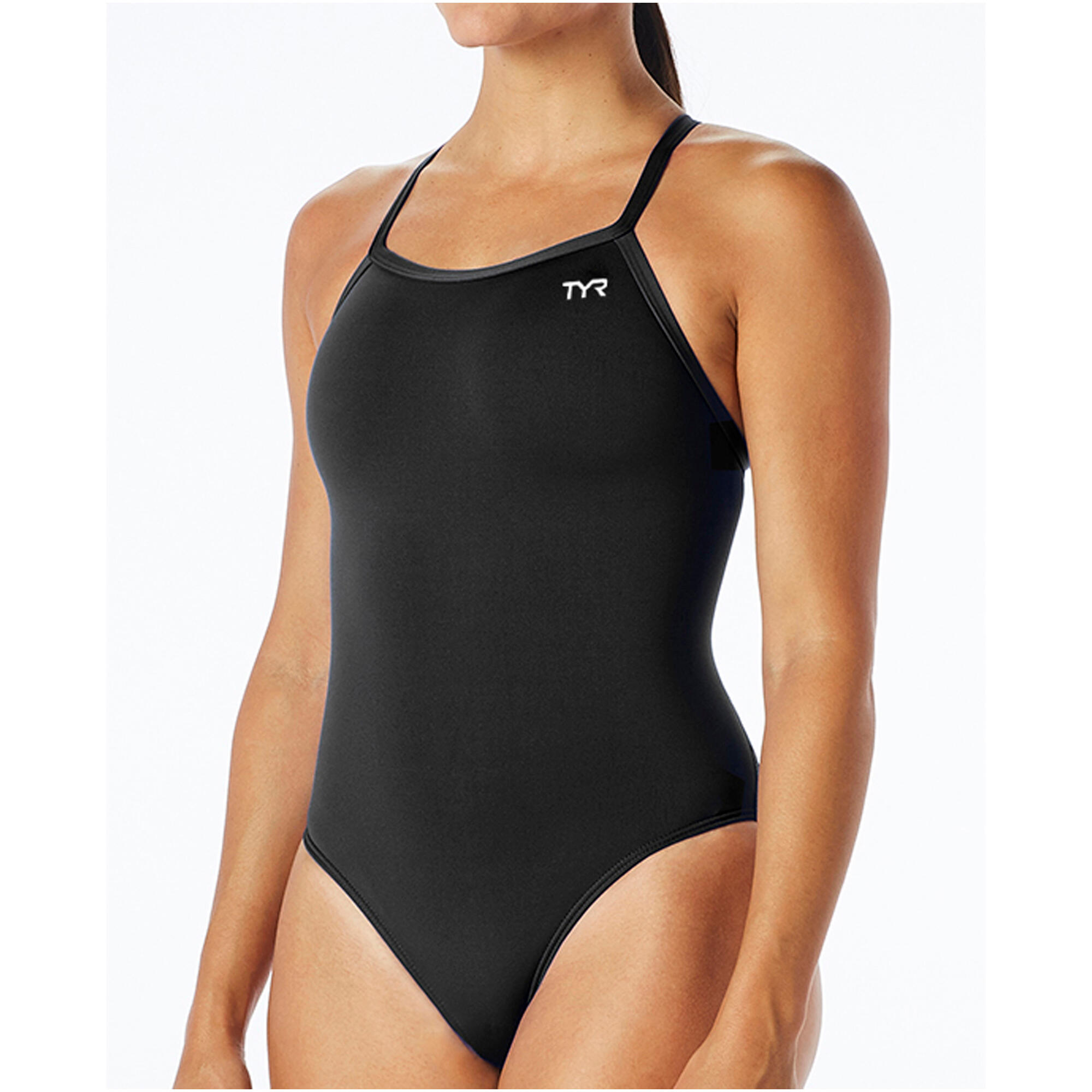 TYR DiamondFit Durafast Elite Solid Swimsuit - Black 1/7