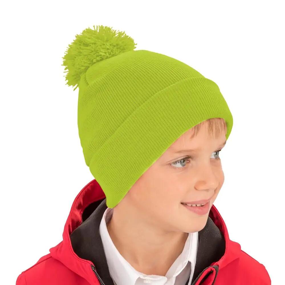 Womens/Ladies Winter Essentials Pom Pom Beanie (Fluoresent Yellow)