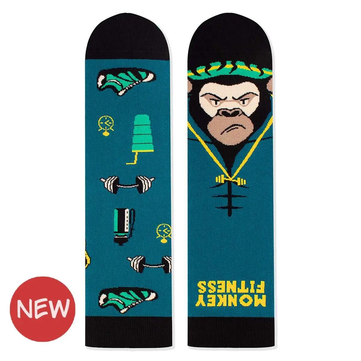 Sosete bumbac Arty Socks Maimuta Fitness Guru Turcoaz 3/3