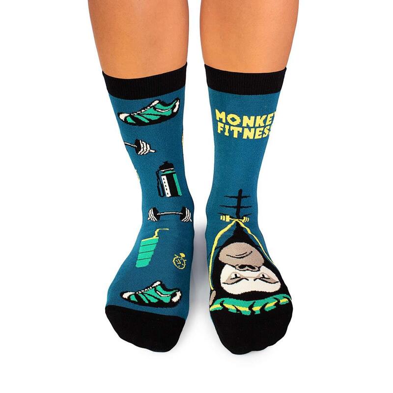 Sosete bumbac Arty Socks Maimuta Fitness Guru Turcoaz