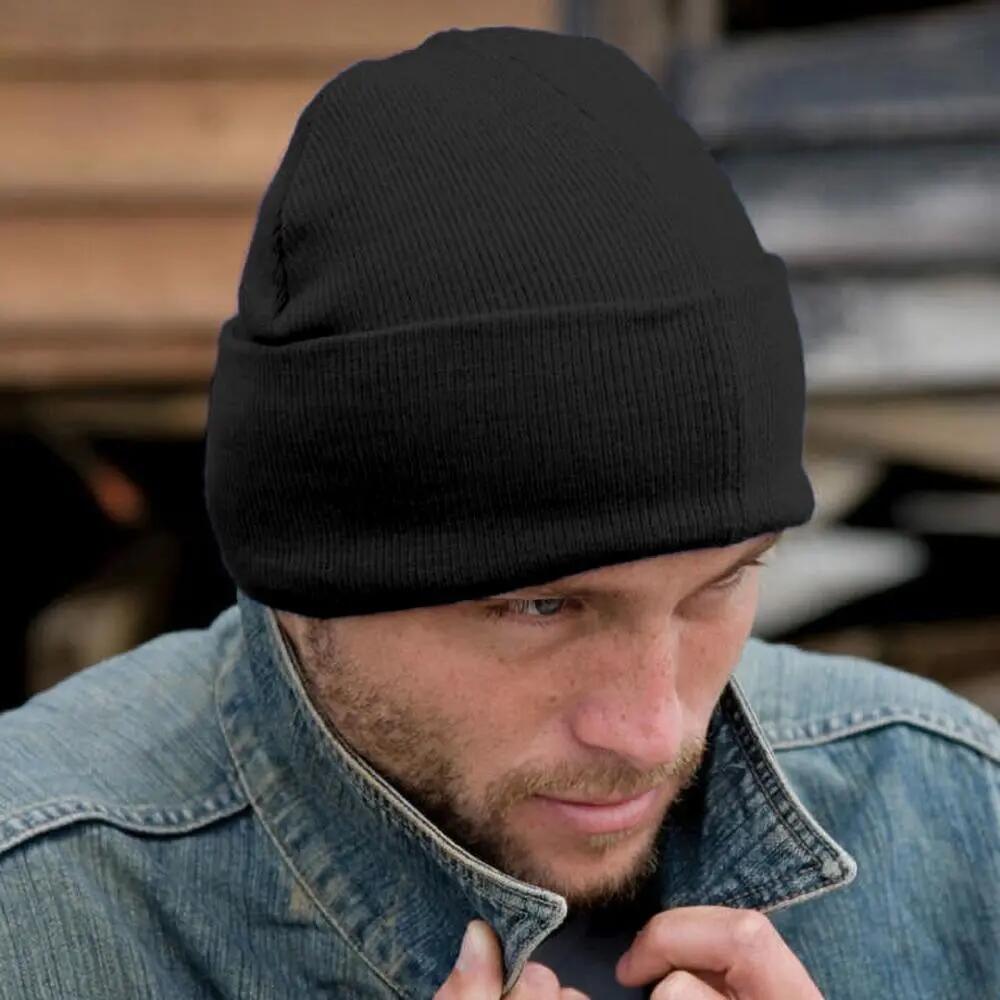 Wooly Heavyweight Knit Thermal Winter/Ski Hat (Black)