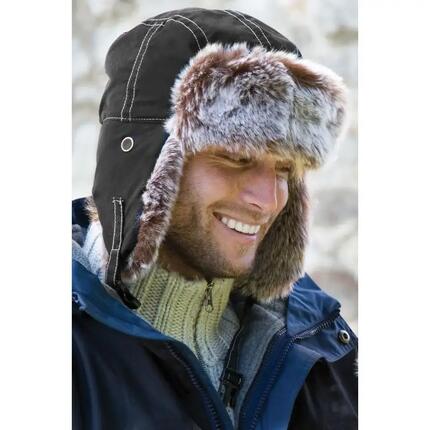 Unisex Klassieke Thermische Winter/Ski Sherpa Trapper Hat (Jet Zwart)
