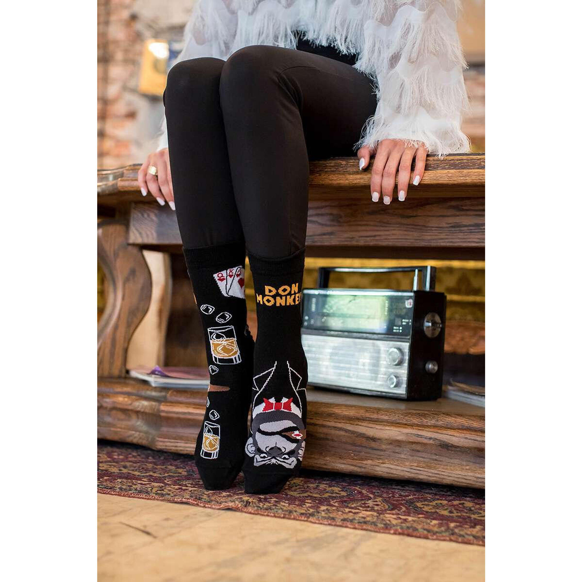 Sosete bumbac Arty Socks Don Maimuta Negru