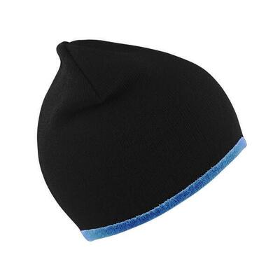Unisex reversible fashion fit winter beanie hat (zwart/zwart)