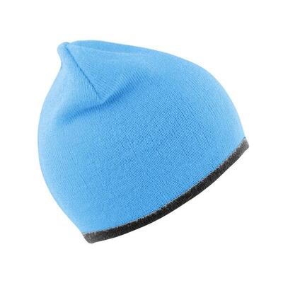 Unisex reversible fashion fit winter beanie hat (aqua/grijs)
