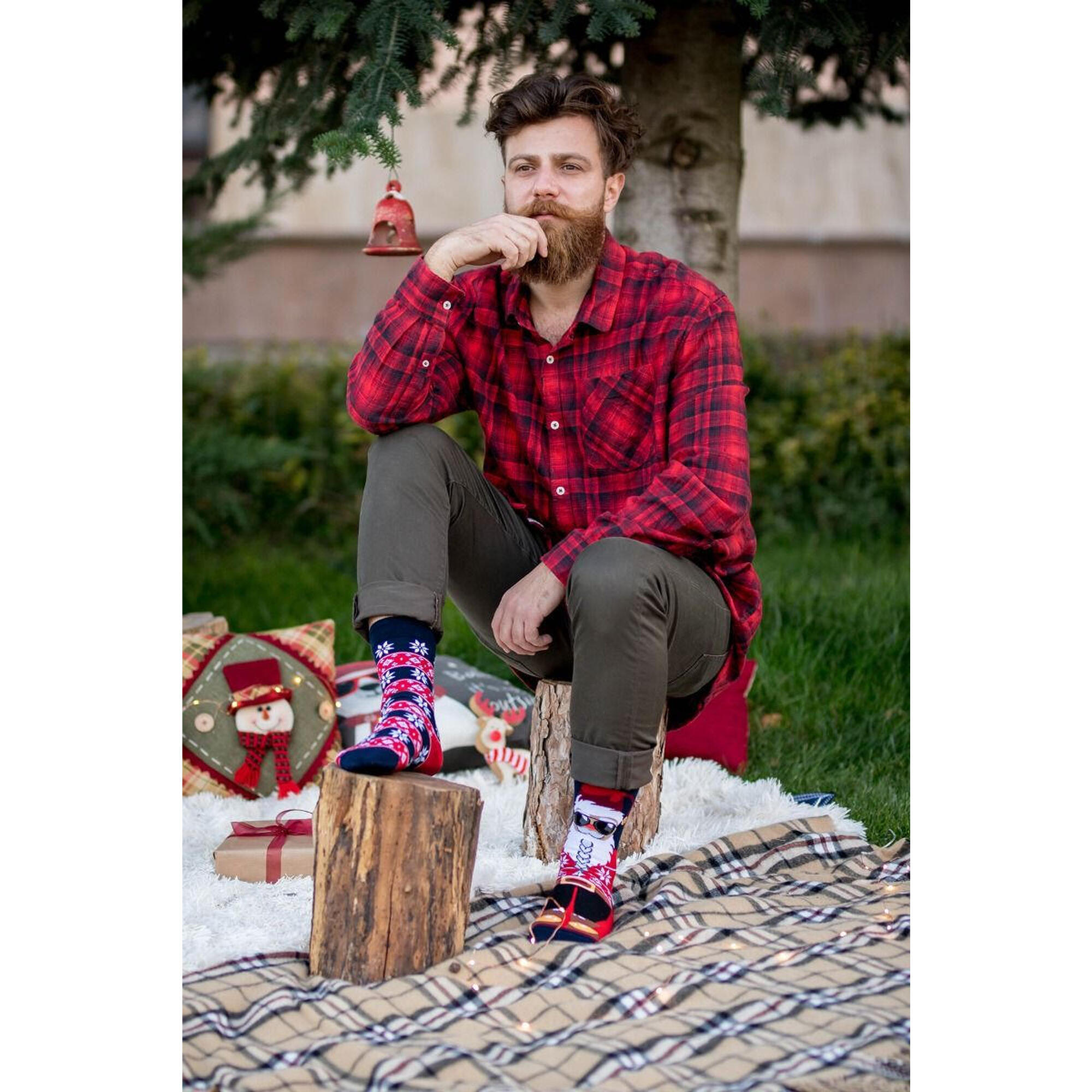 Sosete bumbac de Craciun Cool Santa