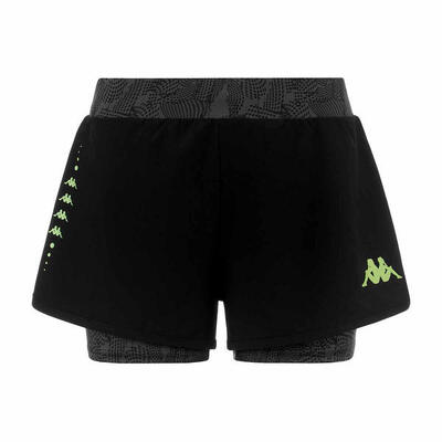 pantaloncini da donna in poliestere nero da fitness