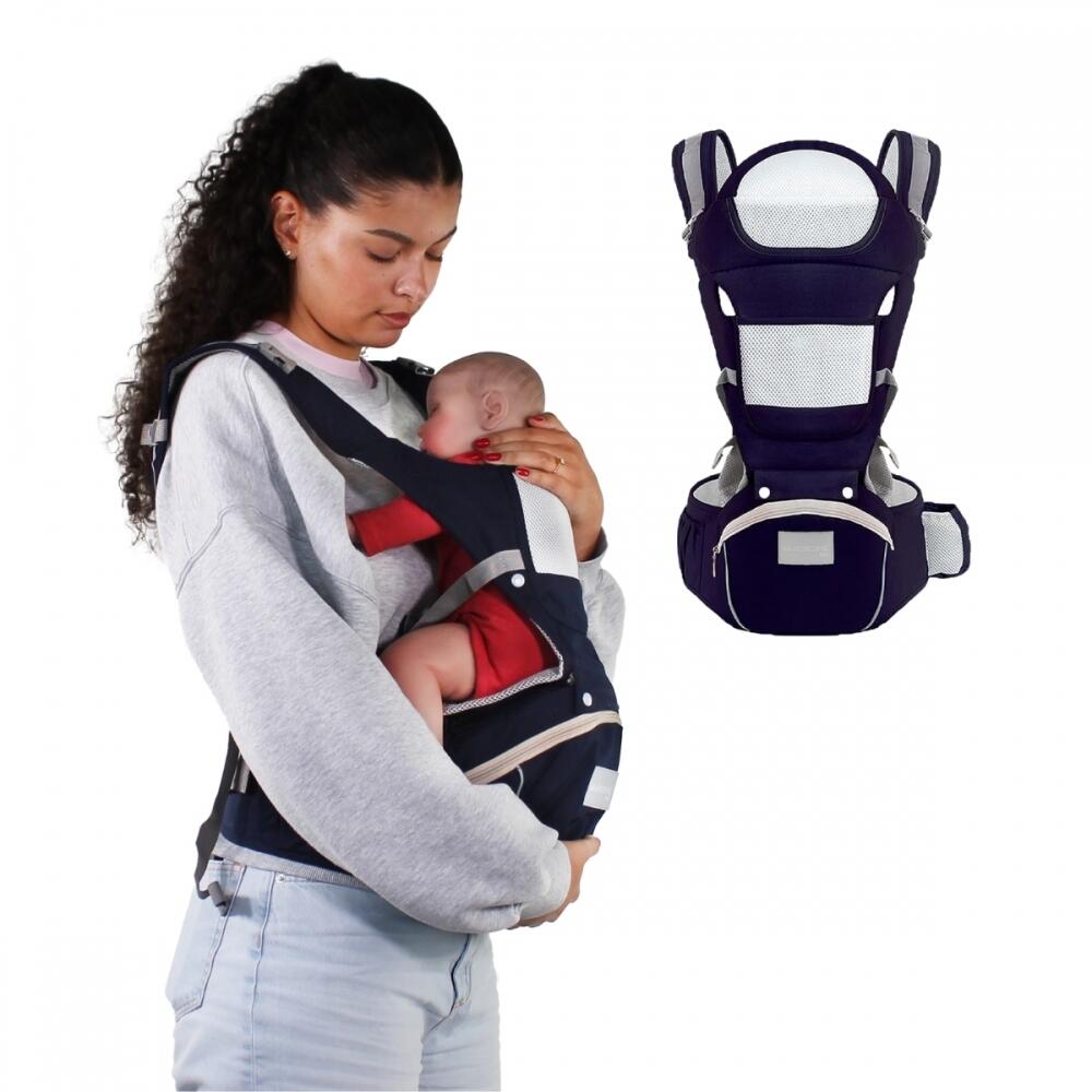 Mobiclinic - Porte-bébé 6 En 1 Respirant 0-36 Mois Bretelles Réglables Coton - Porte Bébé Physiologique - Bleu - No Size - Decathlon