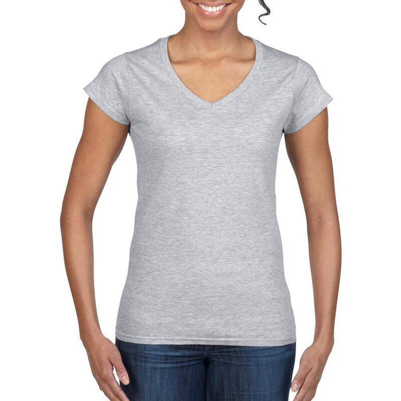 Tshirt À Manches Courtes Et Col En V Femme (Gris Sport)
