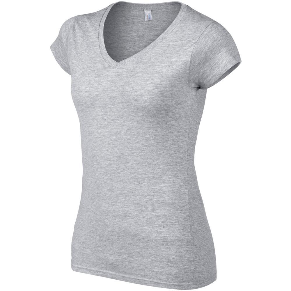 Tshirt À Manches Courtes Et Col En V Femme (Gris Sport) 3/4