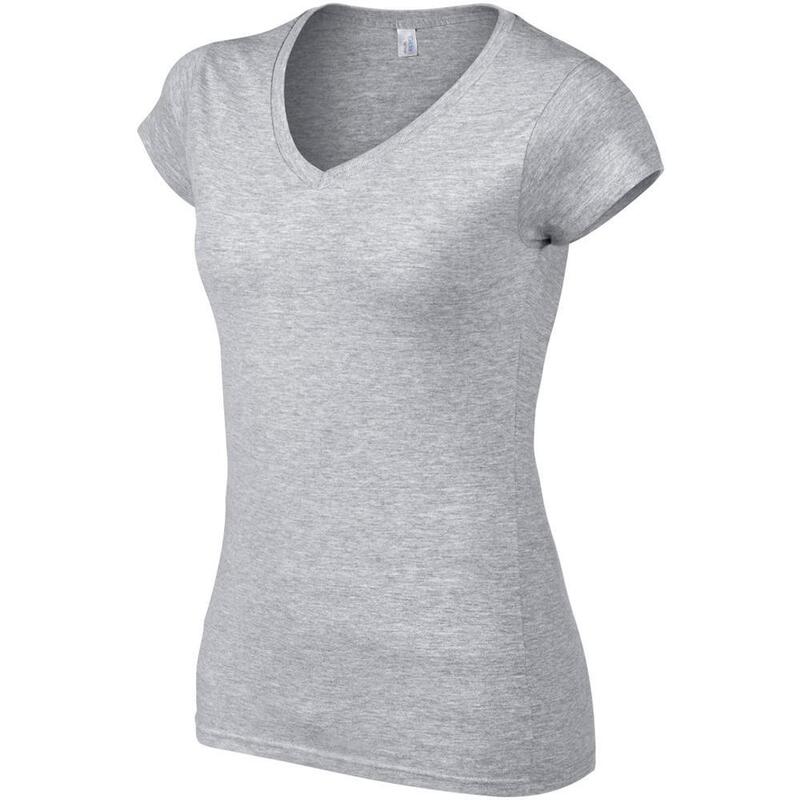 Tshirt À Manches Courtes Et Col En V Femme (Gris Sport)