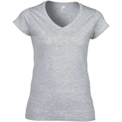 Dames zachte stijl korte mouw vhals tshirt (sportgrijs (rs))