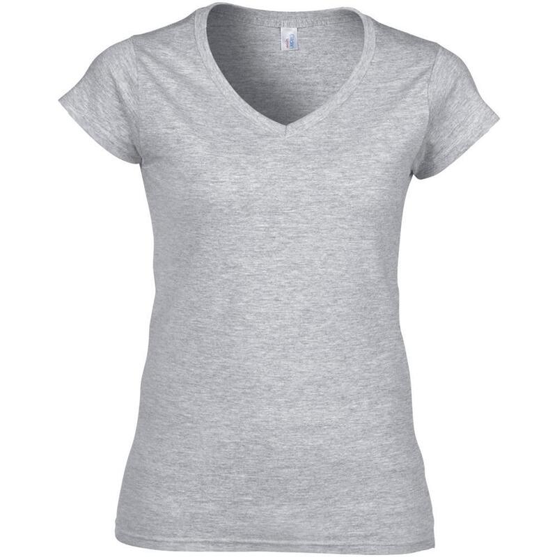 Tshirt À Manches Courtes Et Col En V Femme (Gris Sport)