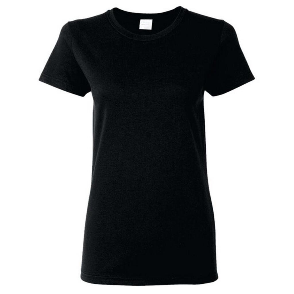 Ladies/Womens Heavy Cotton Missy Fit Short Sleeve TShirt (Black)