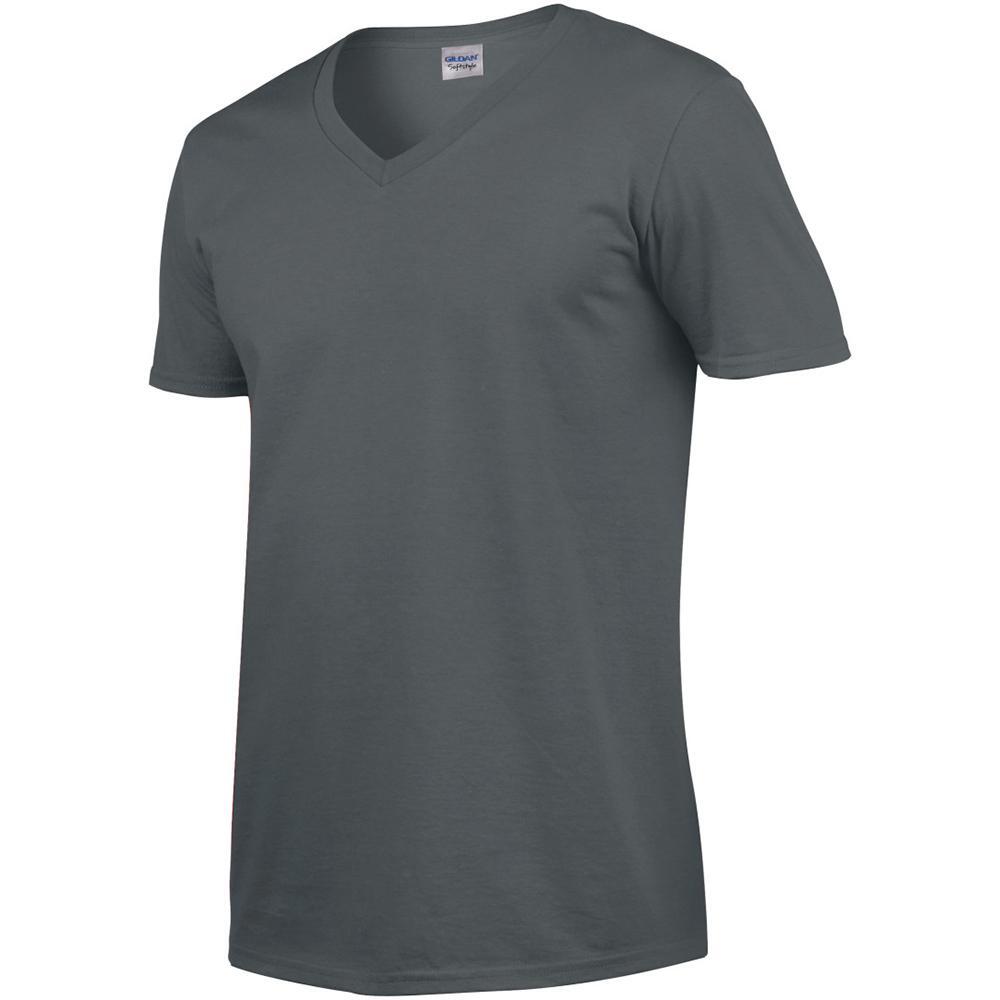 Tshirt À Manches Courtes Et Col En V Homme (Gris Foncé) 3/4