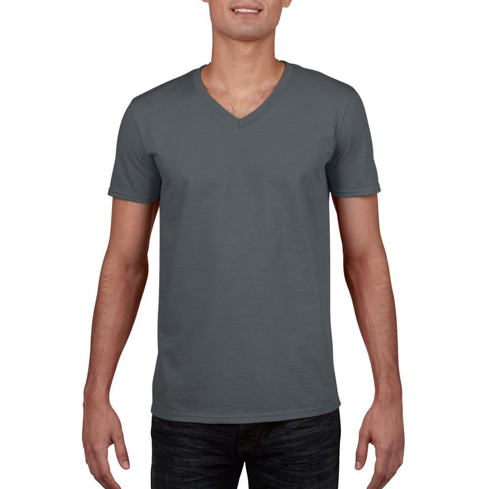 Tshirt À Manches Courtes Et Col En V Homme (Gris Foncé) 4/4