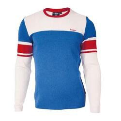 Pull en laine Retro-Pow Blue col rond - Bleu