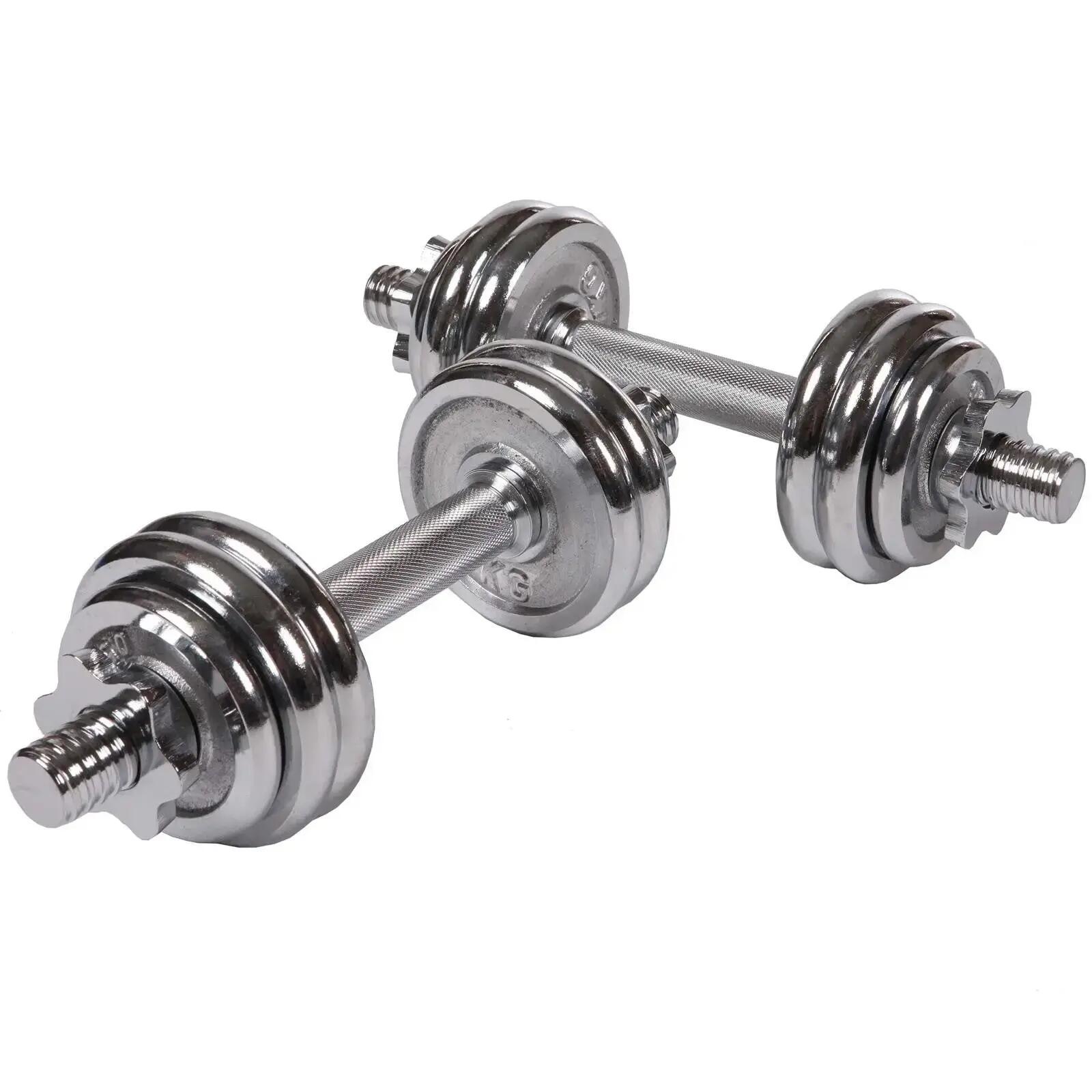 Set gantere cromate 16 piese 15 KG argintiu 4/7