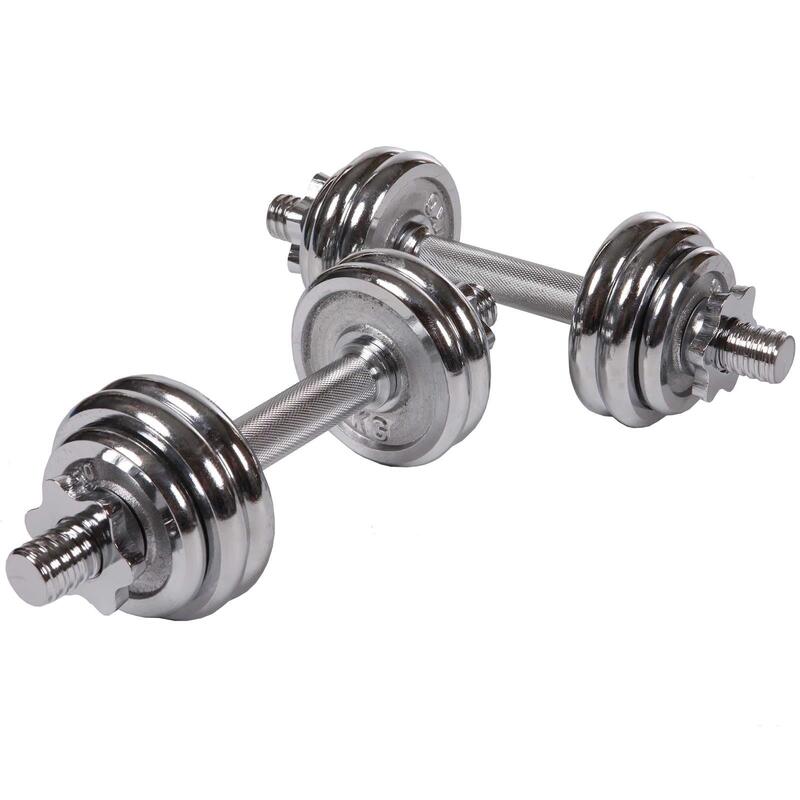 Set gantere cromate 16 piese 15 KG argintiu