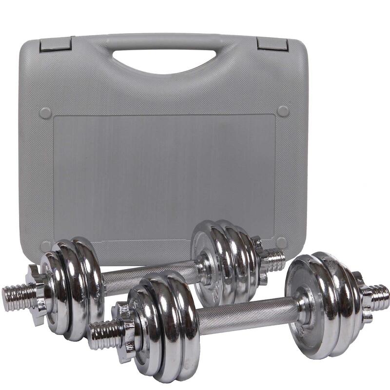 Set gantere cromate 16 piese 15 KG argintiu