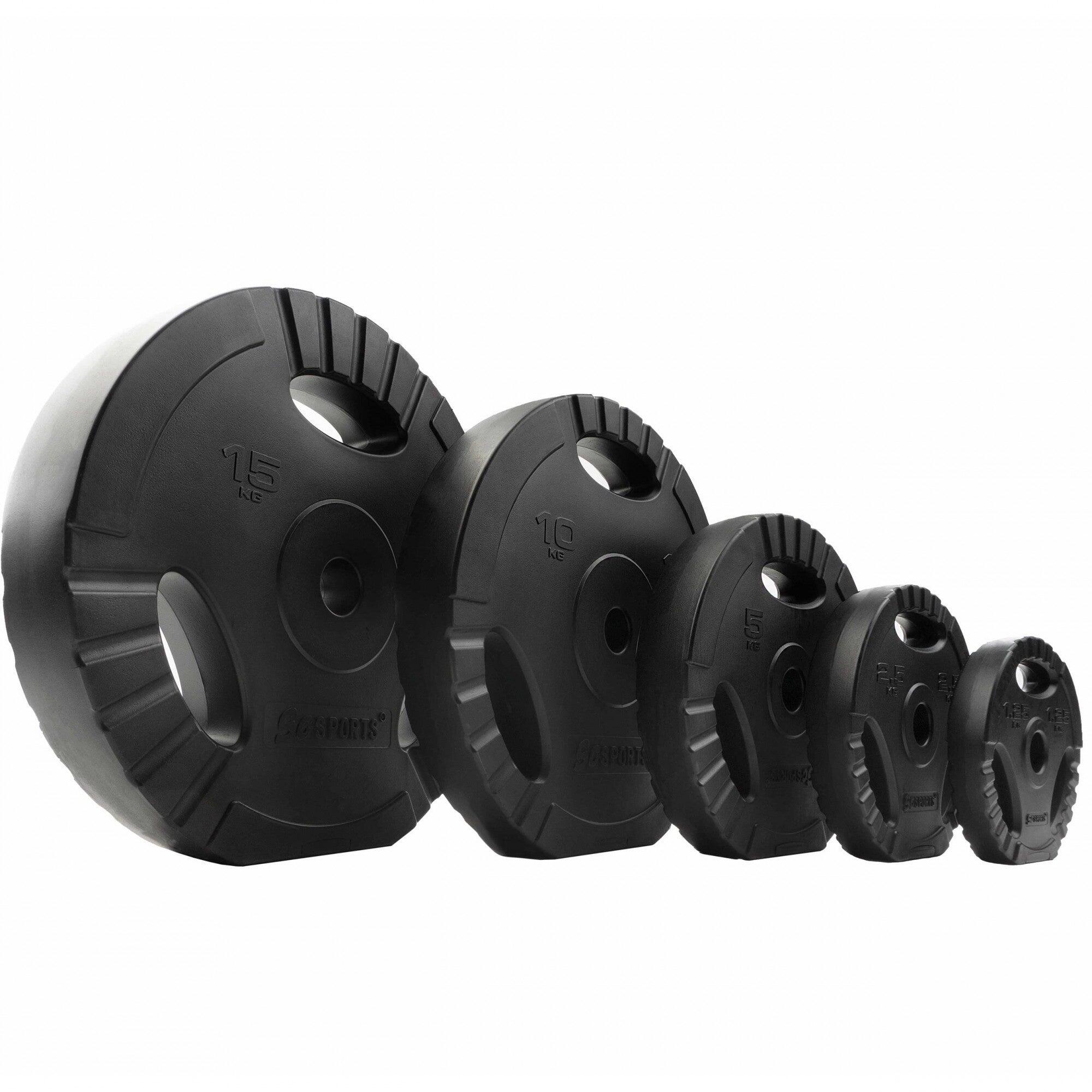 Set placi greutate plastic ciment 2.5 KG (2x1.25 KG) 30 și 31mm grip negru 4/4