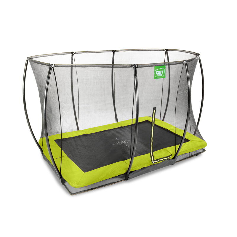 Trampoline enterré EXIT Silhouette 214x305cm avec filet de sécurité - vert