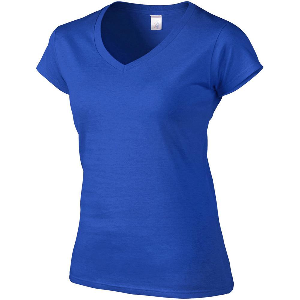 Tshirt À Manches Courtes Et Col En V Femme (Bleu Royal) 3/4