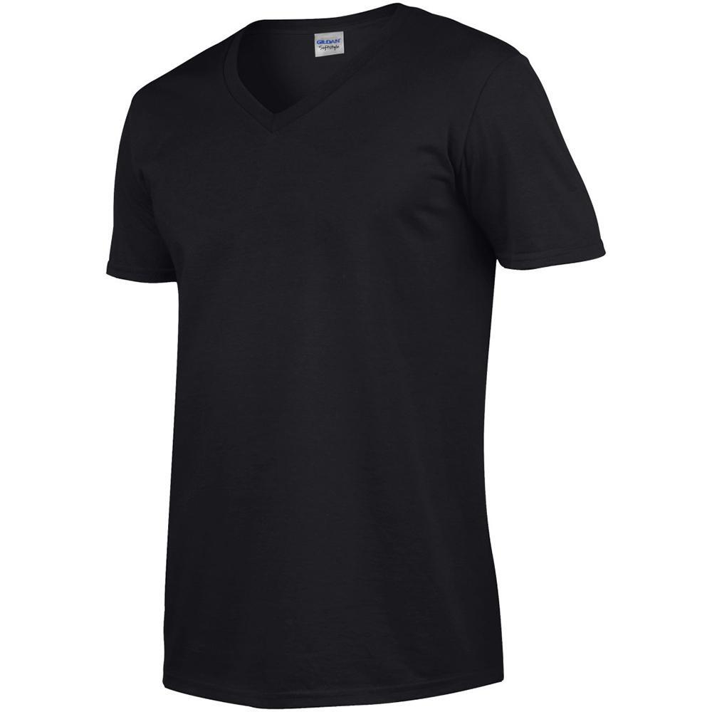 Maglietta Soft Style Scollata A V Uomo Gildan Nero 3/4