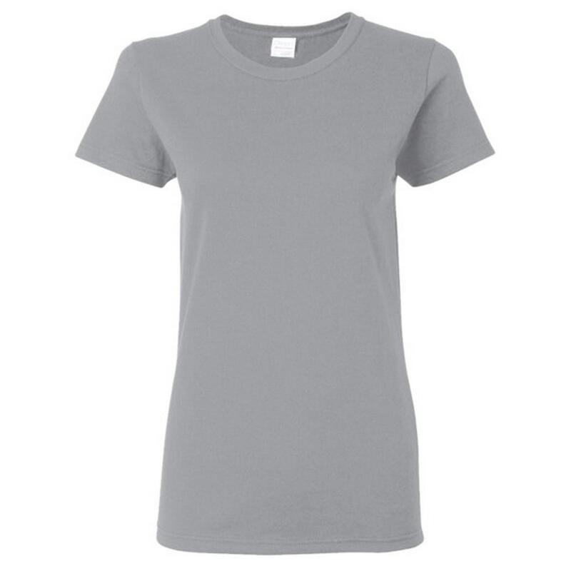 Dames Zware Katoenen Missy Fit Korte Mouwen TShirt (Sportgrijs)