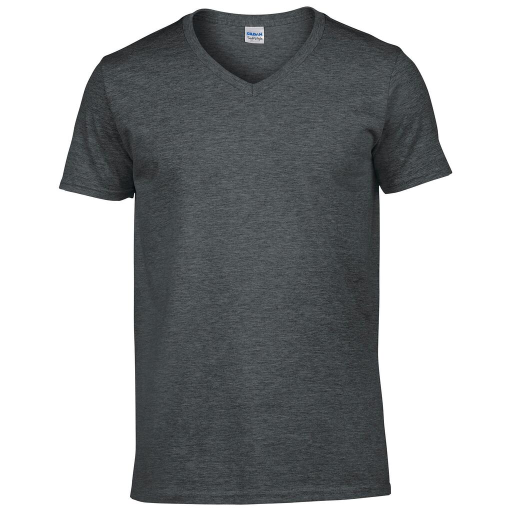Mens Soft Style VNeck Short Sleeve TShirt (Dark Heather)