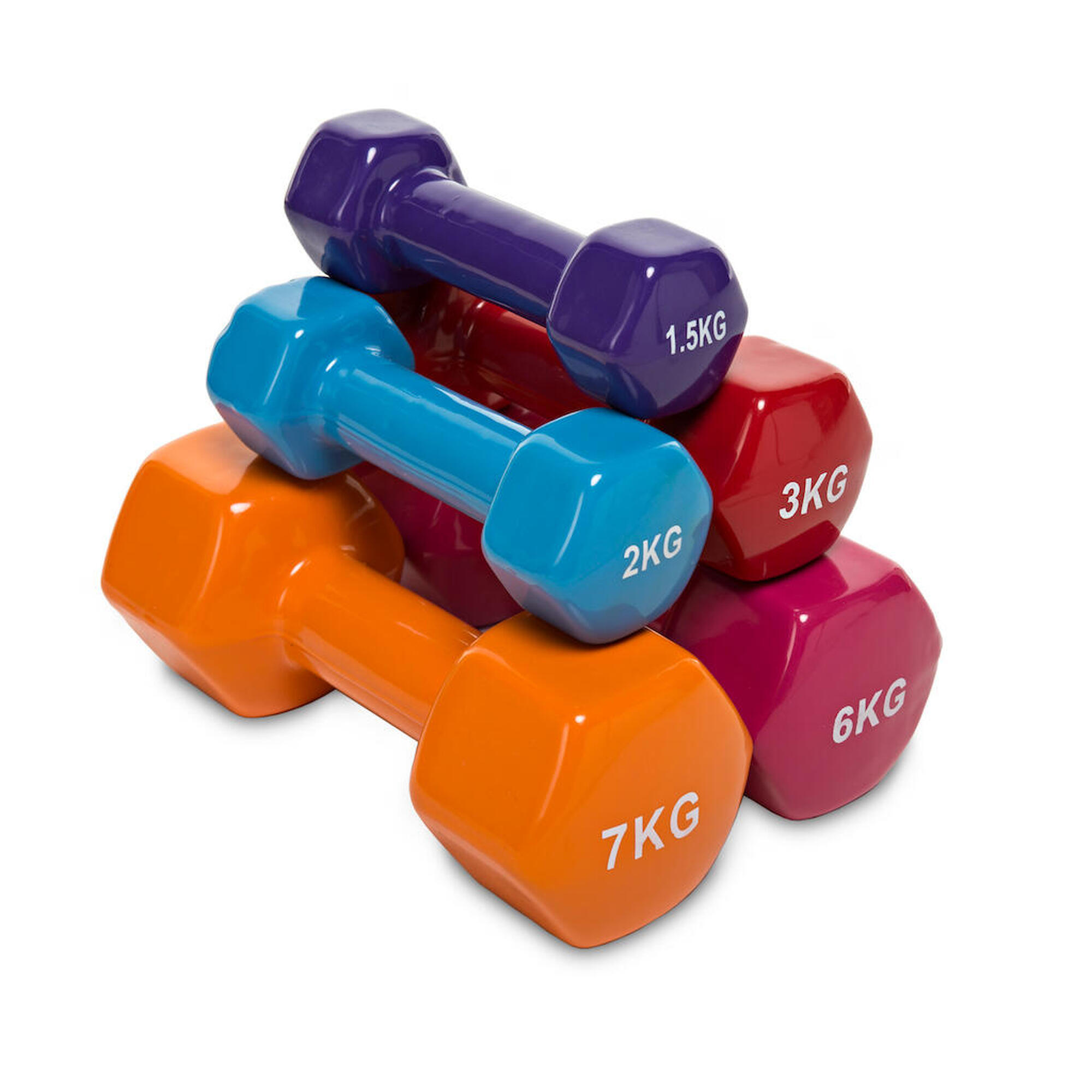 2 Unidades 1 kg Mancuernas Pesas Hexagonales de Vinilo Fitness Gimnasia Amarillo 3/3