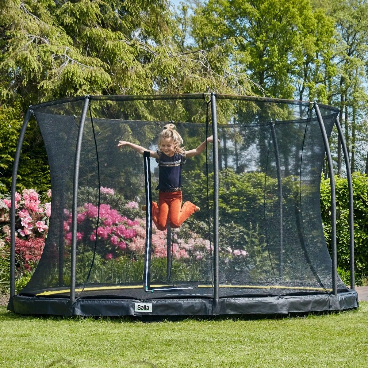 10ft Salta Black Comfort Edition InGround Round Trampoline with Enclosure 2/7