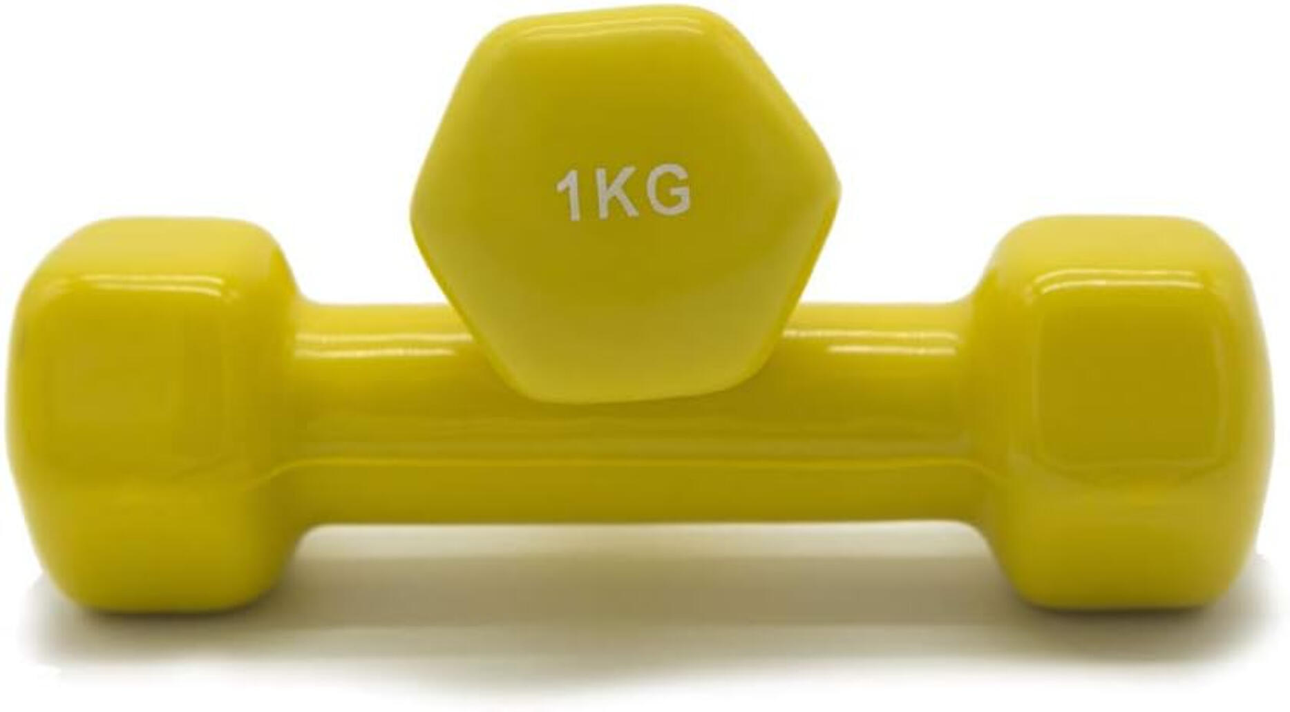 2 Unidades 1 kg Mancuernas Pesas Hexagonales de Vinilo Fitness Gimnasia Amarillo 2/3