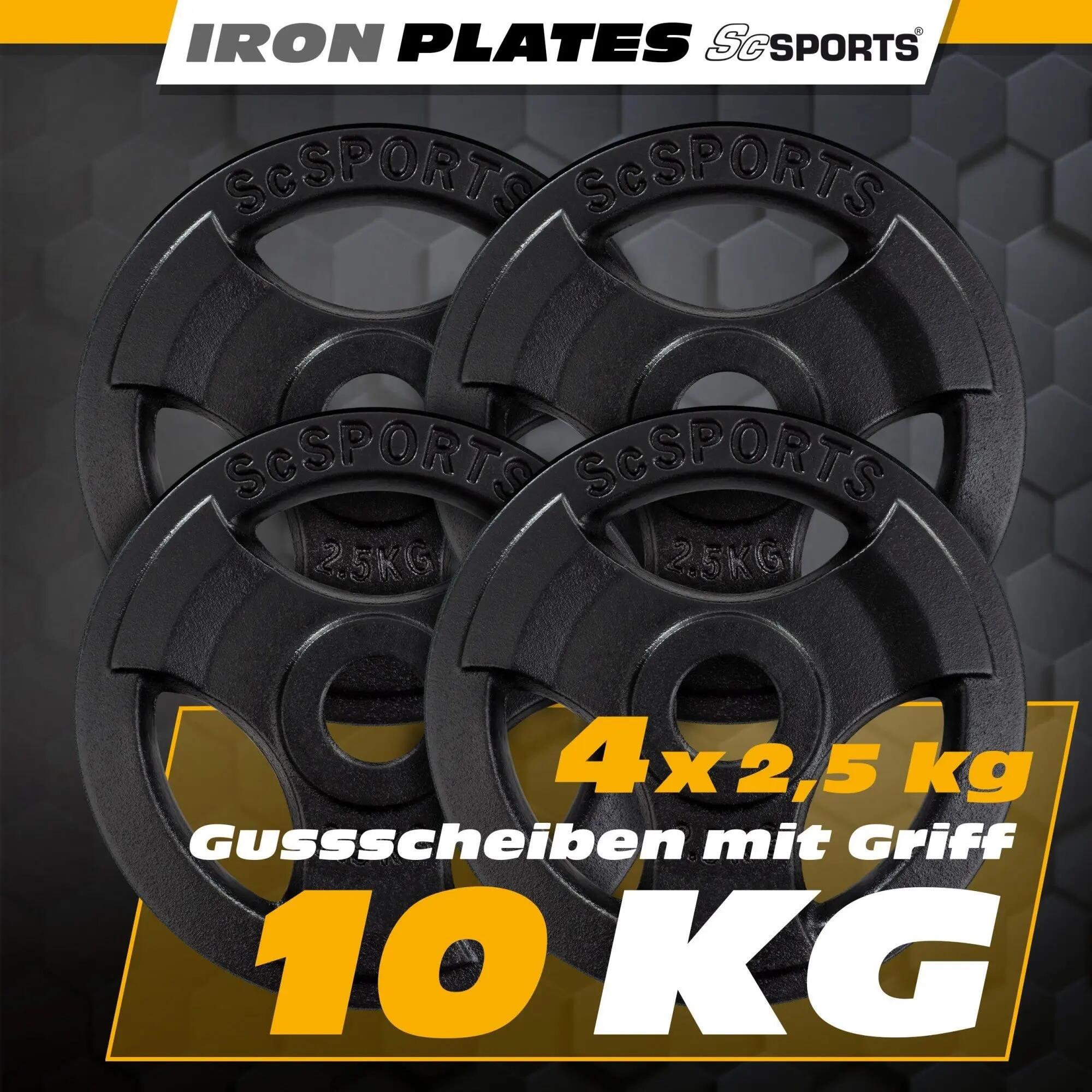 Set placi de greutate 10 kg (4 x 2 5 kg) 30 si 31 mm cu grip fonta negru 3/6