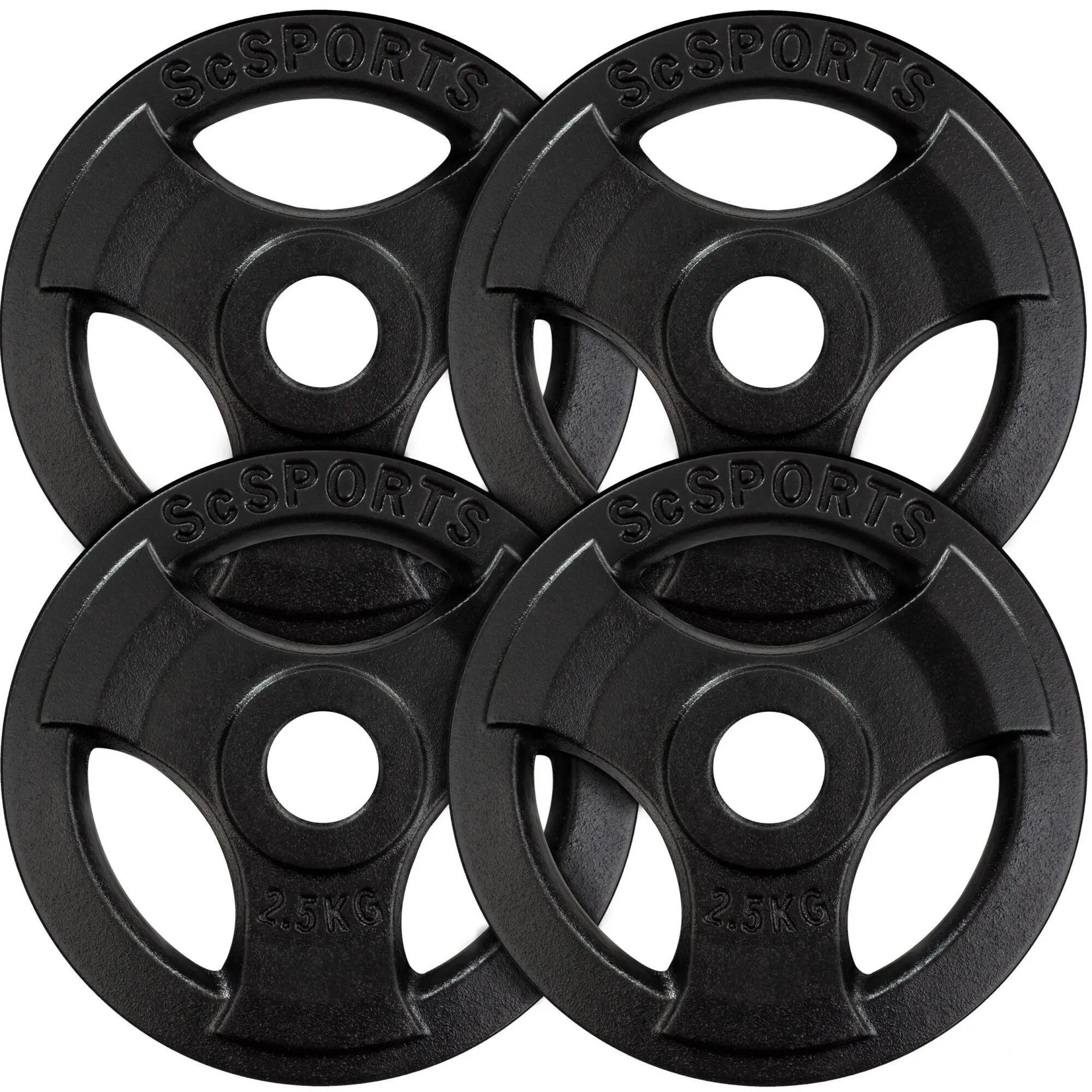 Set placi de greutate 10 kg (4 x 2 5 kg) 30 si 31 mm cu grip fonta negru 2/6