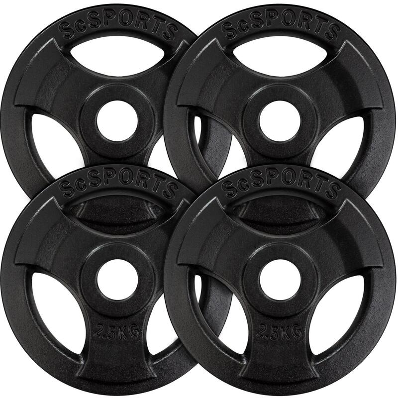 Set placi de greutate 10 kg (4 x 2 5 kg) 30 si 31 mm cu grip fonta negru
