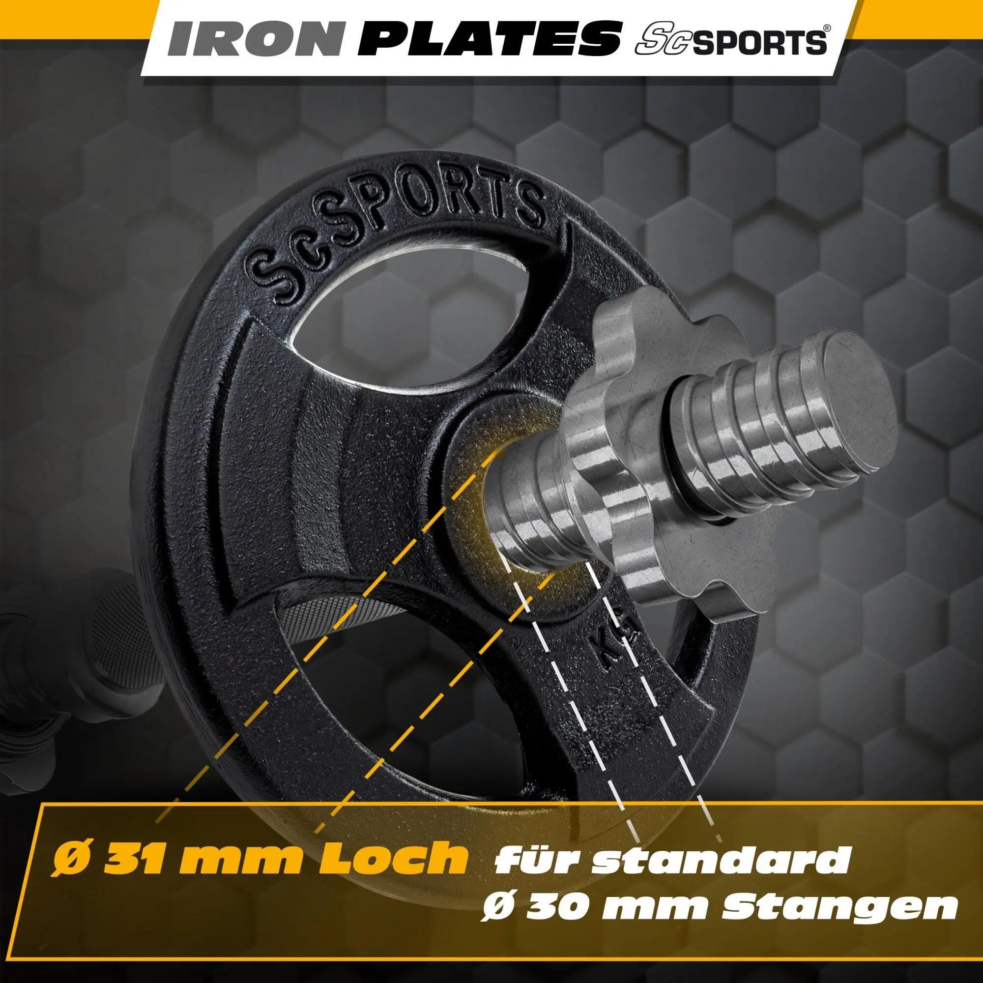 Set placi de greutate 10 kg (4 x 2 5 kg) 30 si 31 mm cu grip fonta negru 6/6